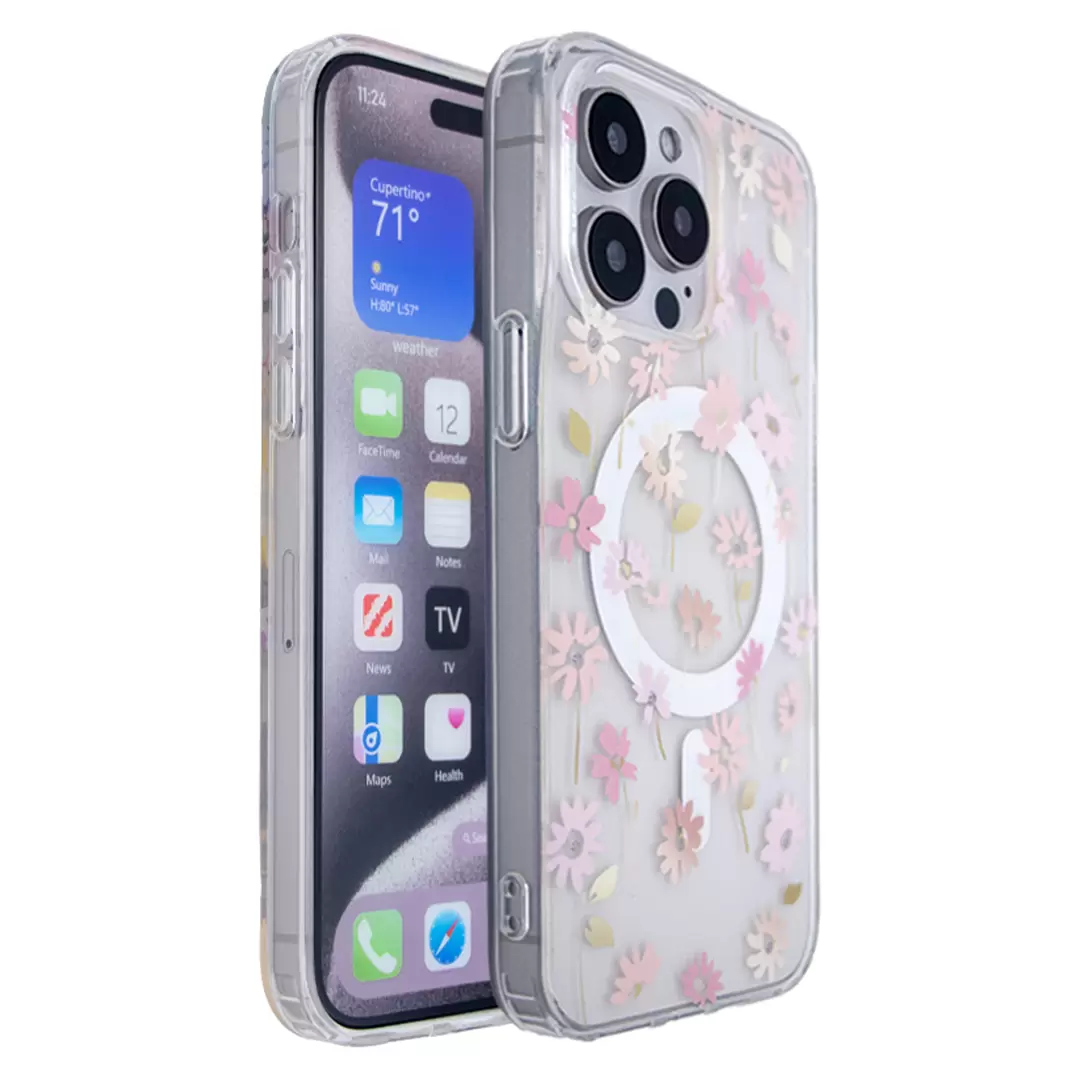 iPhone 14 Designed Case MagSafe Graceful Pink Floral